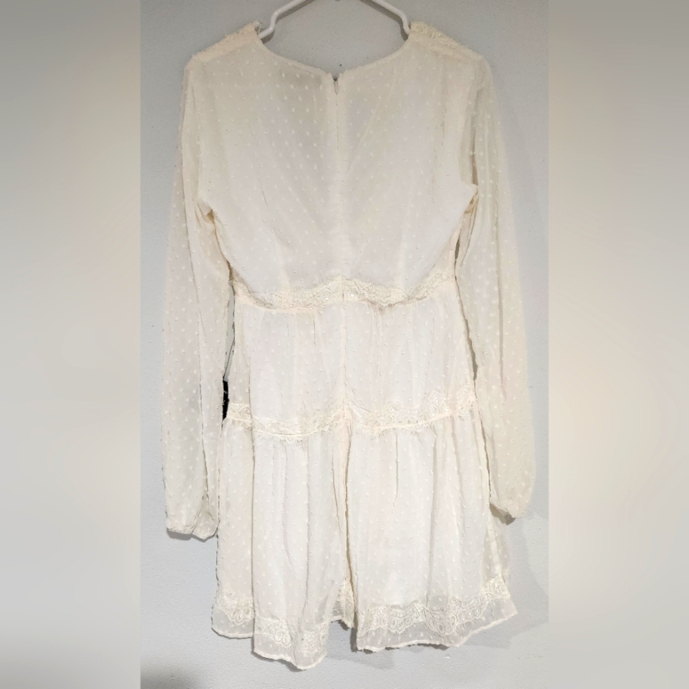 NWT Lulus | White Swiss Dot Long Sleeve Dress | Size Small - Picture 7 of 9